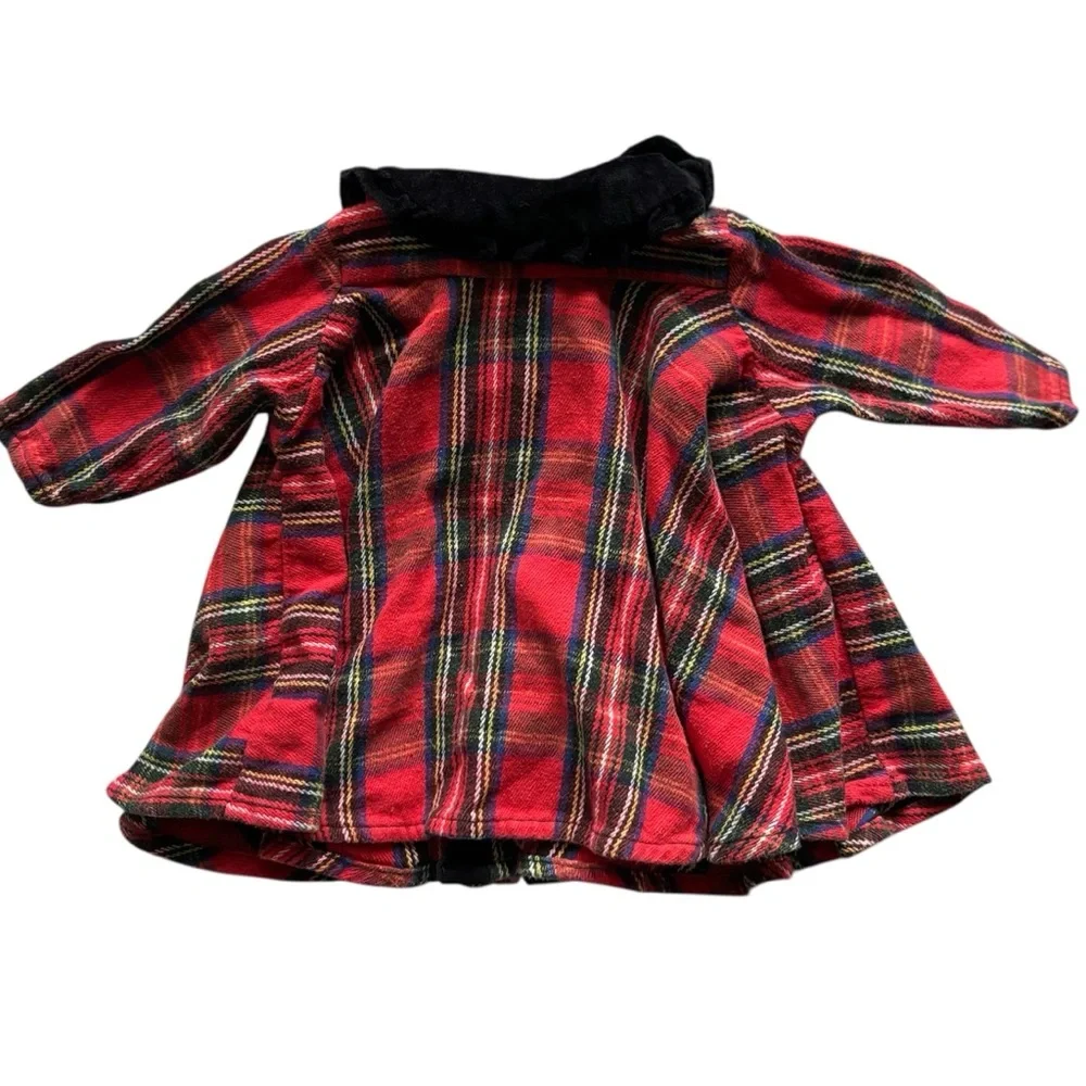 90s Vintage The Children’s Place Plaid Velour Christmas Coat Size 18m